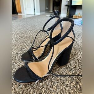 Copper Key Blue Sparkle 3 Inch Wedge High Heels Strappy Tie Ankle Shoes